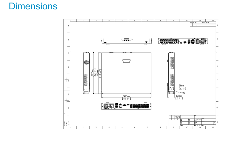Dimensiones NVR302-16B-P16-IQ