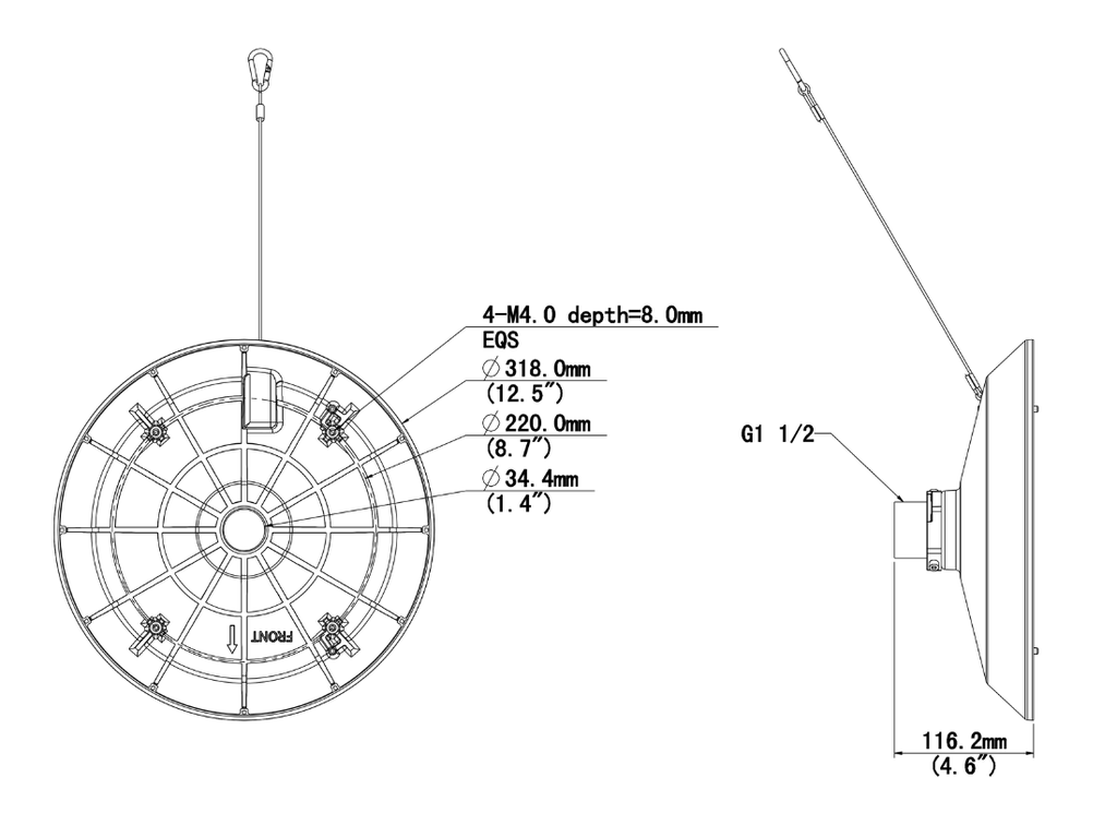 TR-UF45-K-IN, Adaptador de Montaje Pared ó Techo, aluminio, para cámaras Domo Multi sensor, Exterior/Interior