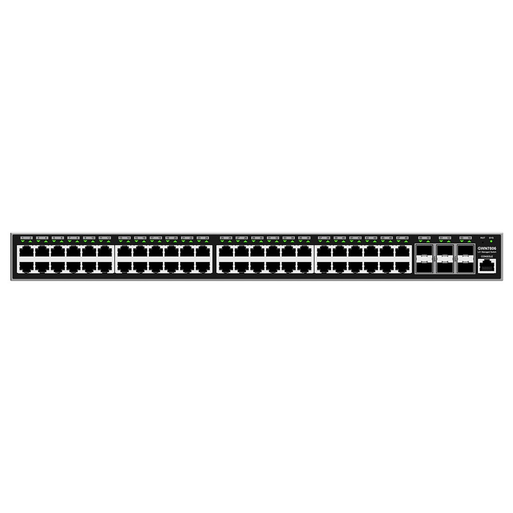 GWN7806PH-Pro, Switch PoE Administrable capa 2, 48 x GigaEth PoE/PoE+/PoE++ y 6 x 10Giga SFP+, 870.9w, 60w máx puerto PoE