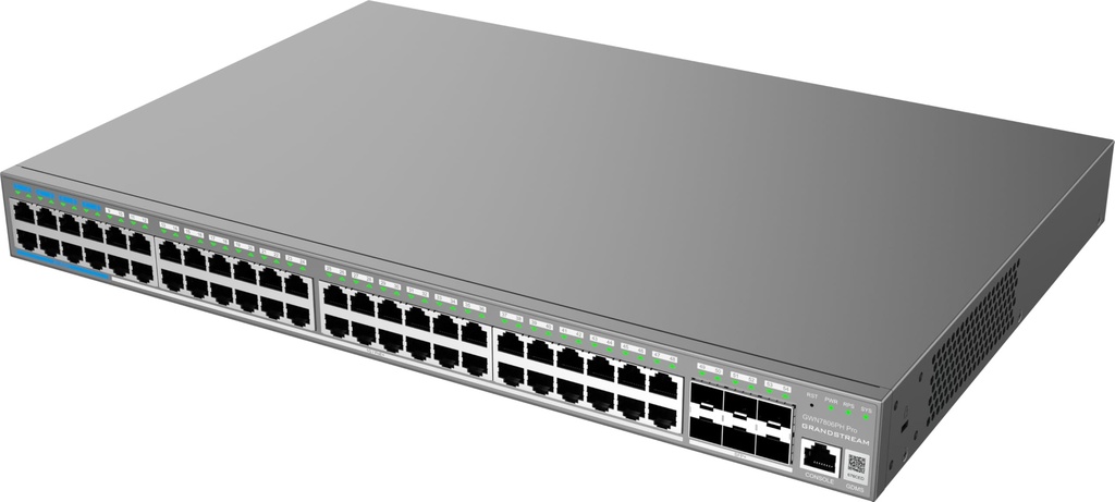 GWN7806PH-Pro, Switch PoE Administrable capa 2, 48 x GigaEth PoE/PoE+/PoE++ y 6 x 10Giga SFP+, 870.9w, 60w máx puerto PoE