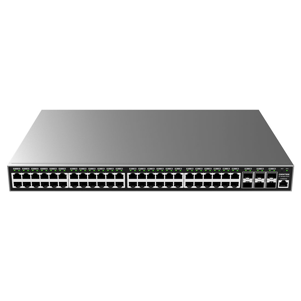 GWN7806PL-Pro, Switch PoE Administrable capa 2, 48 x GigaEth PoE/PoE+ y 6 x 10Giga SFP+, 509.3w, 30w máx puerto PoE