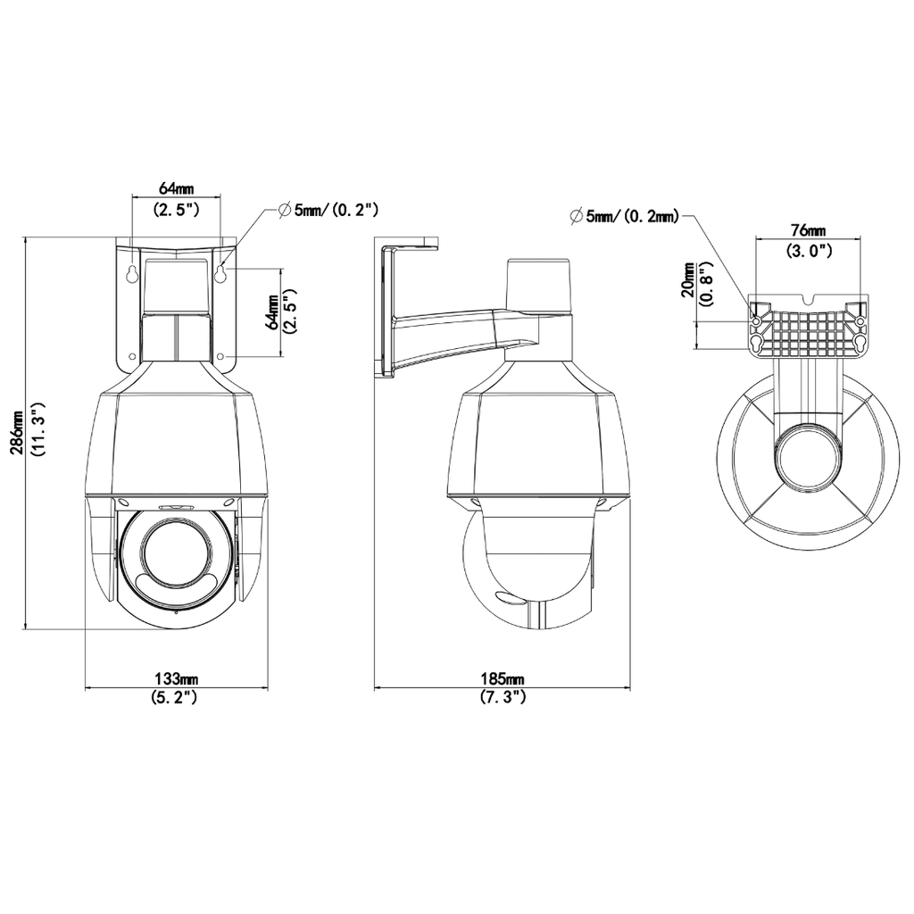 IPC6315LFW-AX5C-VG1, Camara IP Mini PTZ 5x, 5MP Exterior IP66, IR 50m, Micrófono, Bocina y Estrobo, Serie Easy