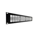 49255-H48, Panel de parcheo plano 48 puertos, para jacks QuickPort, 2UR negro