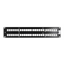 49255-H48, Panel de parcheo plano 48 puertos, para jacks QuickPort, 2UR negro
