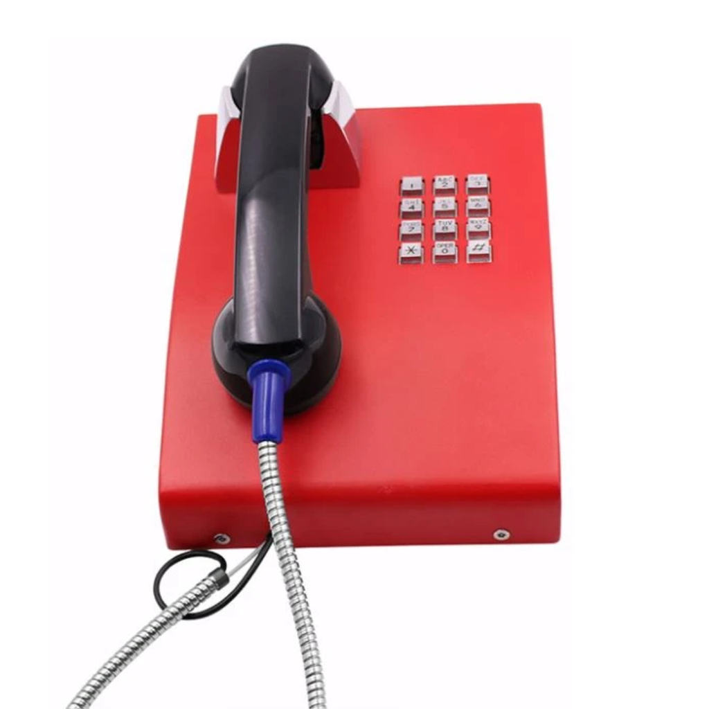 JR206-FK-SIP, Teléfono IP Antivandálico, 12 teclas, SIP, PoE, Acero Pintado en color rojo, montaje en pared, 248x185x133