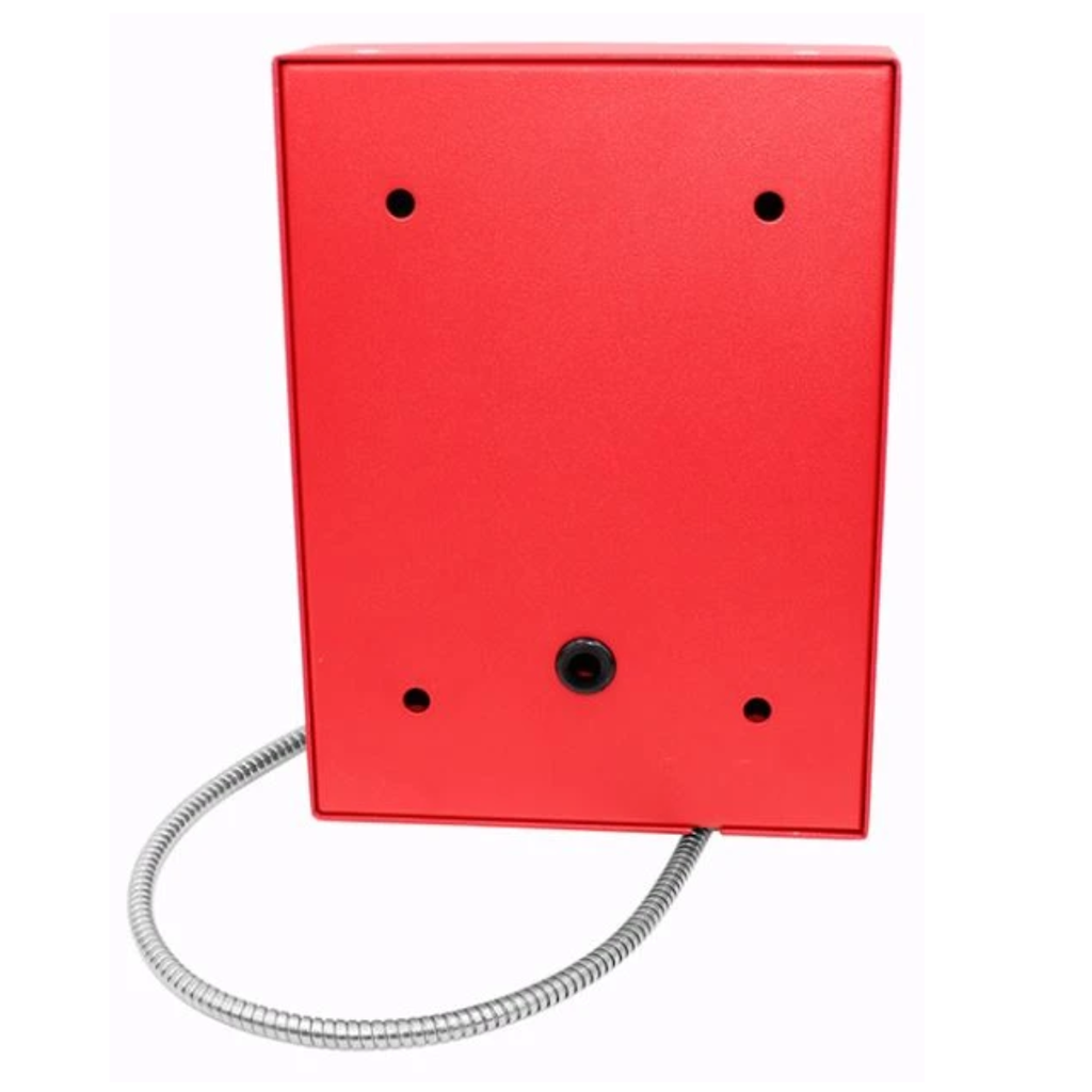JR206-FK-SIP, Teléfono IP Antivandálico, 12 teclas, SIP, PoE, Acero Pintado en color rojo, montaje en pared, 248x185x133