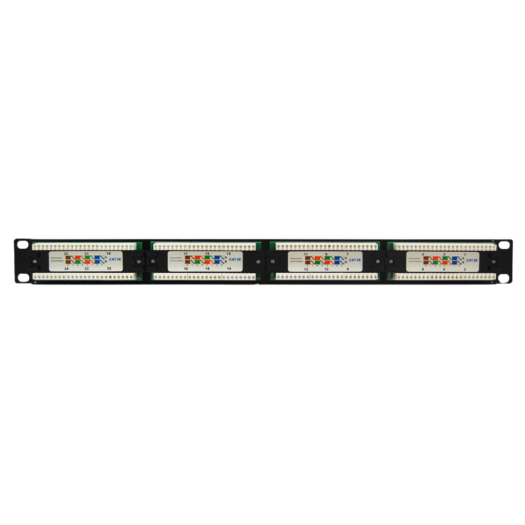 ENS-PA24P5E, Panel de parcheo 24 jacks Cat 5e, remate 110