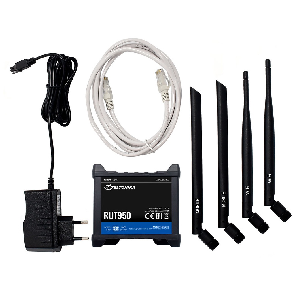 RUT950, Ruteador 4G/LTE (Cat 4) 3G, 2G, Doble SIM y WAN Failover, WiFi, 1xWAN, 3xLAN, compatible con RMS