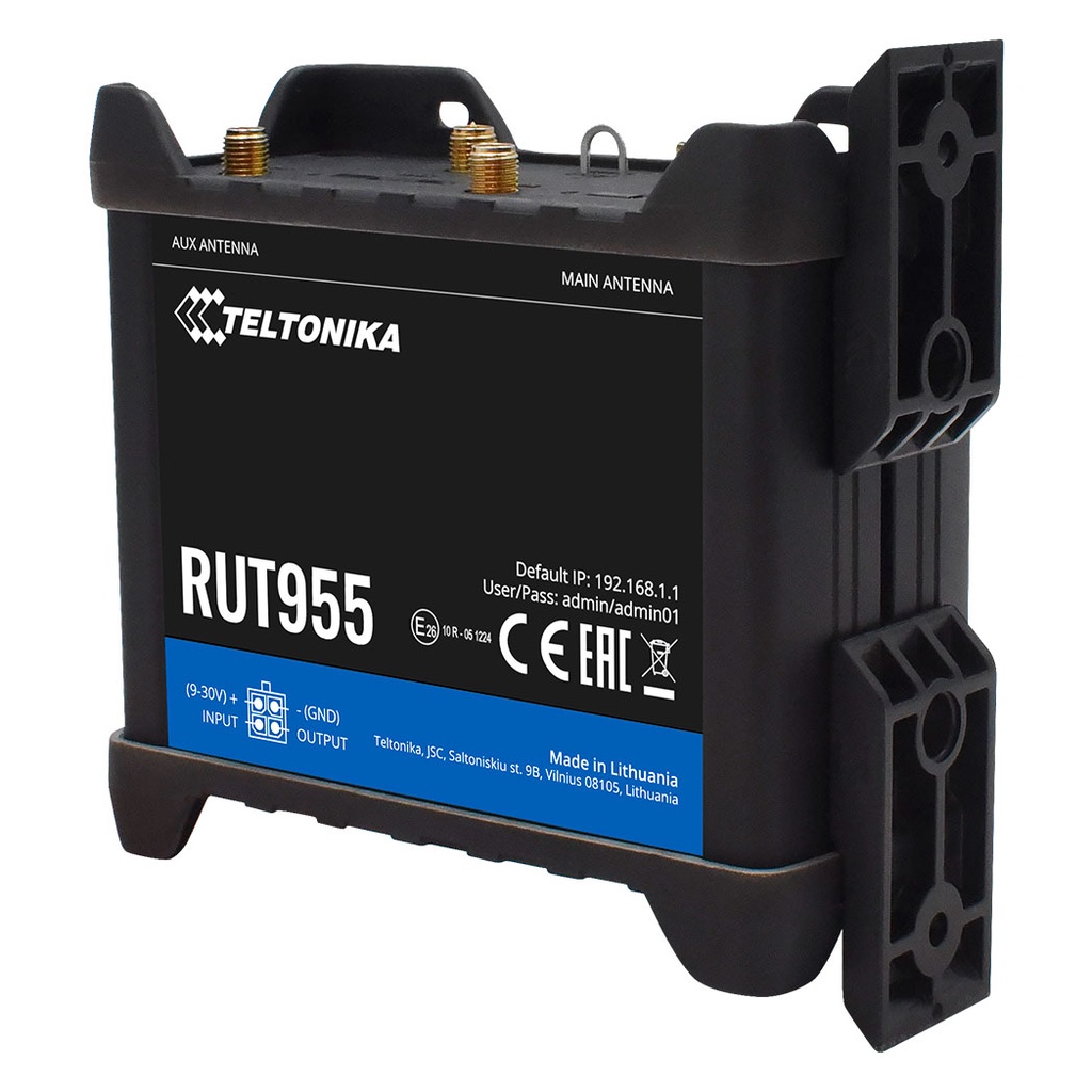 RUT955, Ruteador 4G/LTE (Cat 4) 3G, 2G, Doble SIM y WAN Failover, WiFi, 1xWAN, 3xLAN, RMS, GNSS, I/O, RS232, RS485, USB, SD