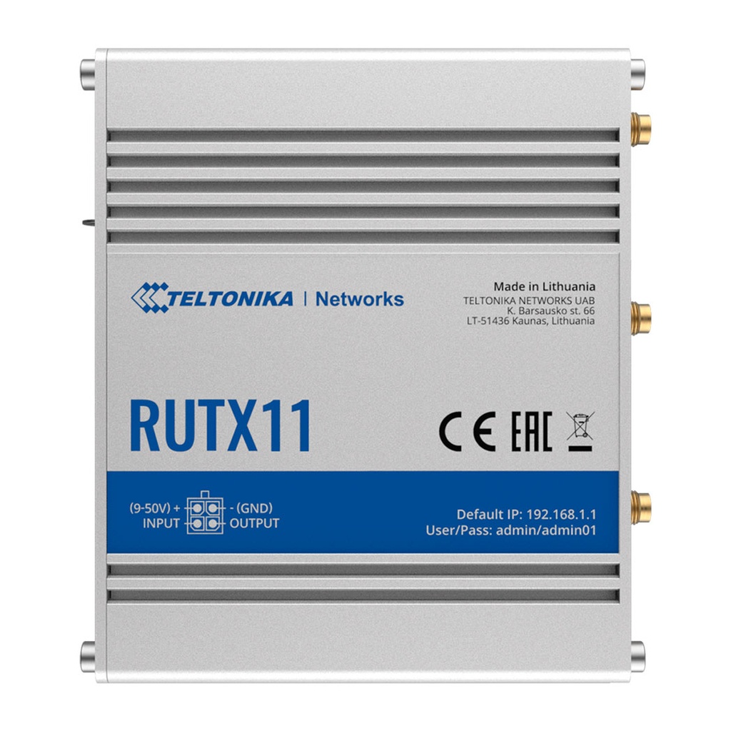 RUTX11, Ruteador 4G/LTE (Cat 6) hasta 300Mbps, Doble SIM y WAN Failover, WiFi ac wave-2, Bluetooth, 1xWAN, 3xLAN, RMS, GNSS, USB