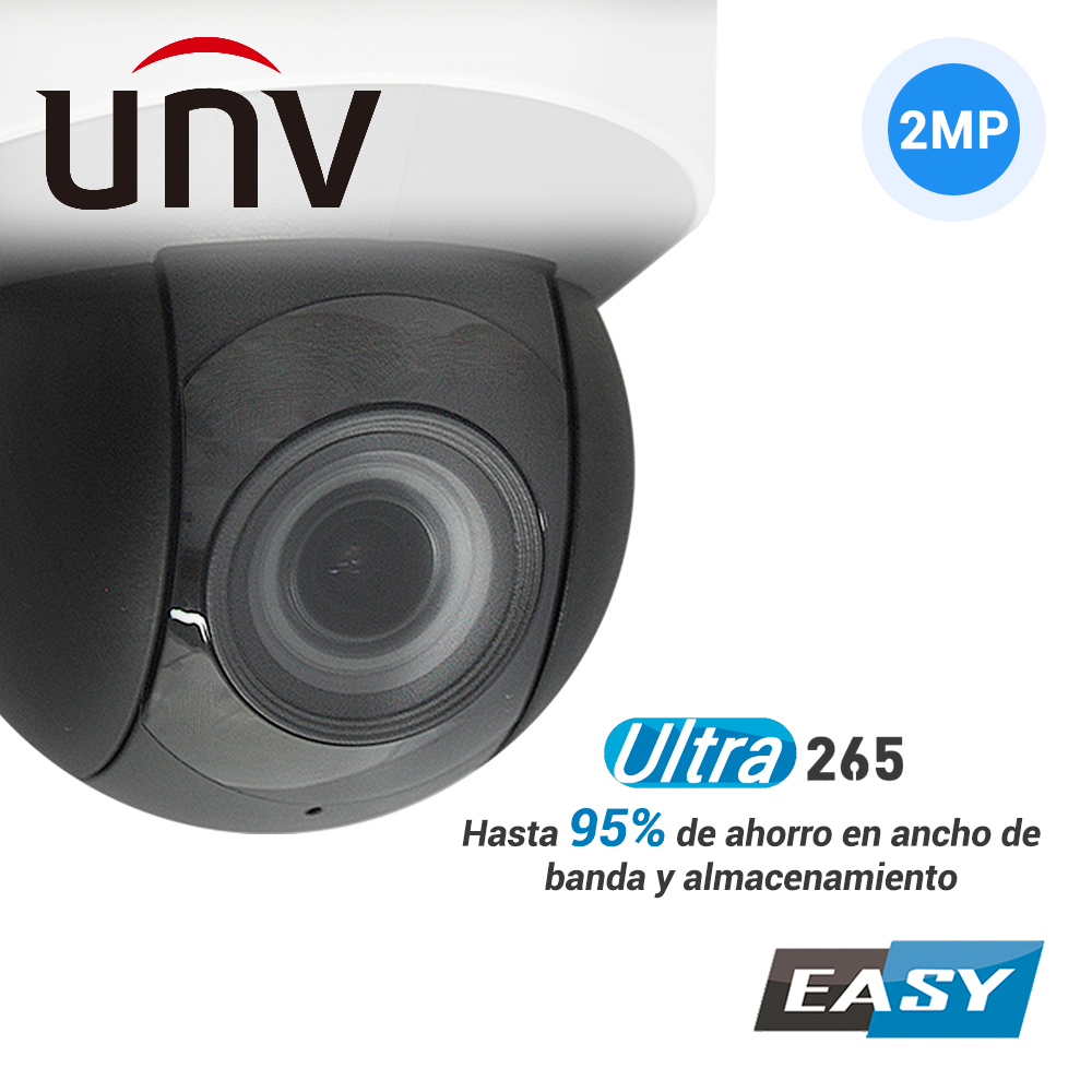 IPC6412LR-X5P, Cámara IP Mini PTZ Domo Ultra265 2MP, 2.7-13.5mm, IR 30m, Micrófono (EASY)