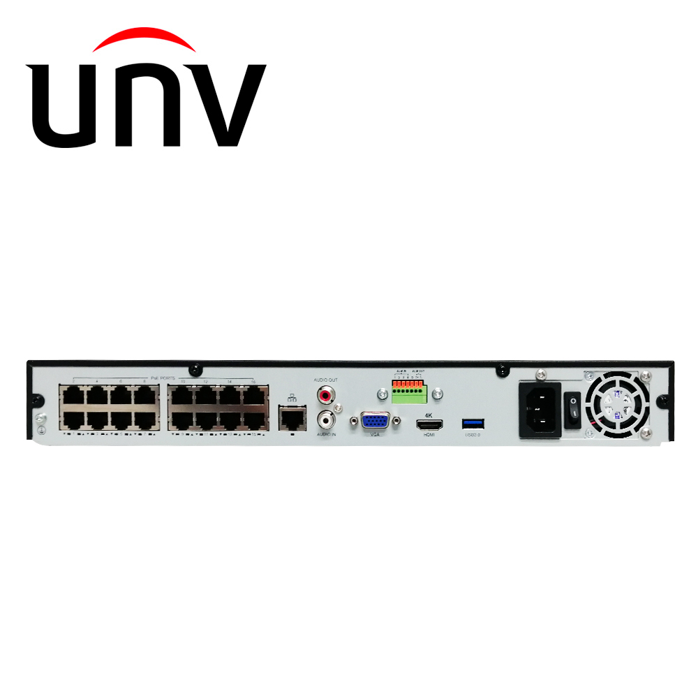 NVR302-16S2-P16, NVR 8MP 16 CH, 16 Poe de 300m, Soporta 2 HDD hasta 20TB, I/O Alarma, HDMI 4K/VGA, 64Mbps, Ultra265, Analíticas, (Easy)