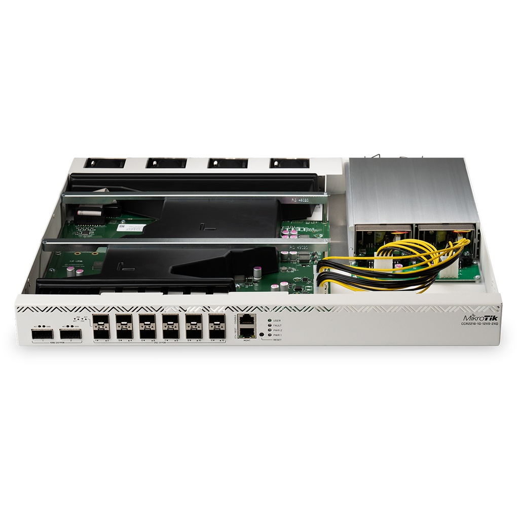 CCR2216-1G-12XS-2XQ, Ruteador CPU 16 núcleos 2000Mhz, RAM 16Gb, 12xSFP28 25Gbps, 2xQSFP28 100Gbps, RouterOS L6