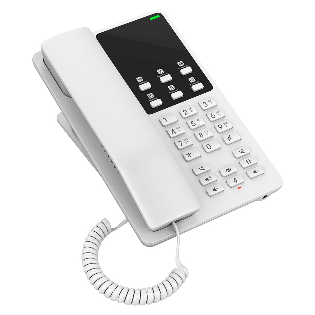 GHP620, Teléfono Hotelero IP Blanco, 2 cuentas SIP 2 líneas, GDMS, soporta PoE