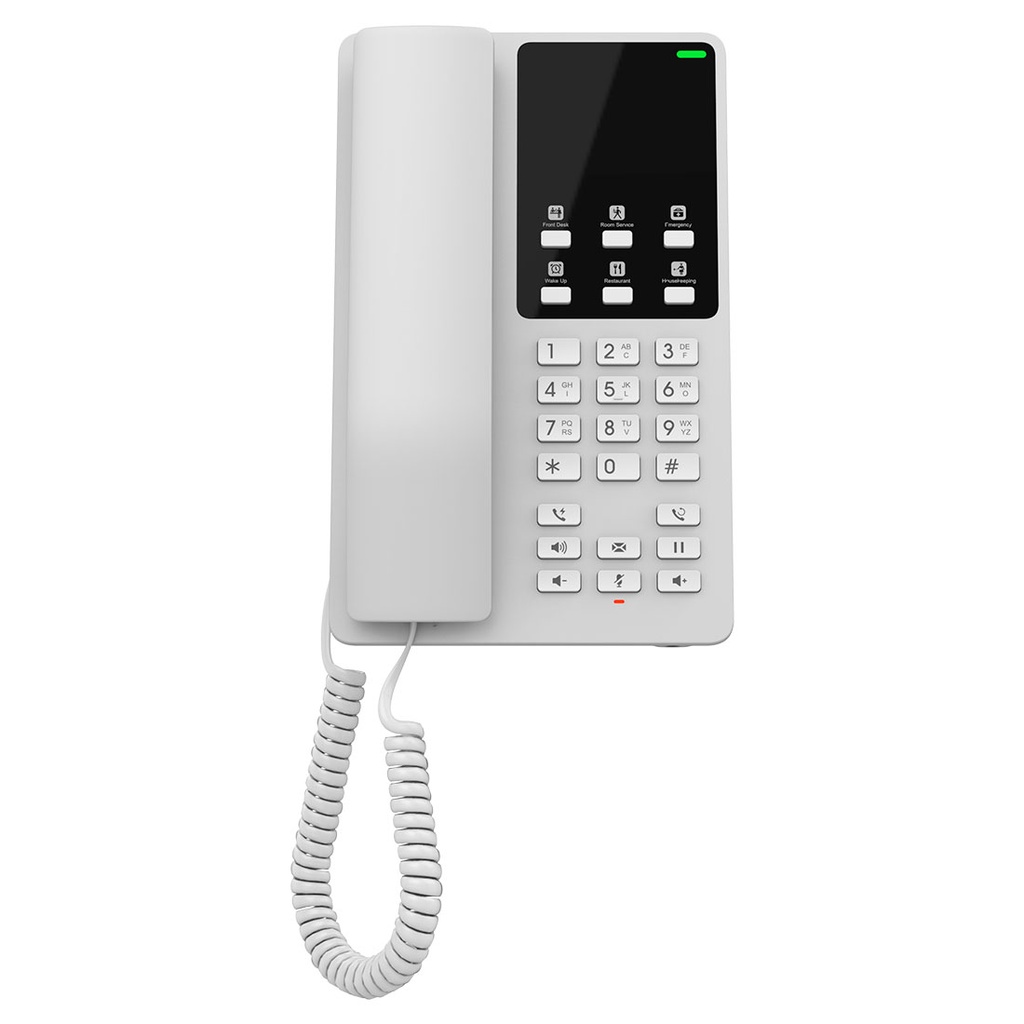 GHP620W, Teléfono Hotelero IP Blanco, WiFi, 2 cuentas SIP 2 líneas, GDMS, no soporta PoE