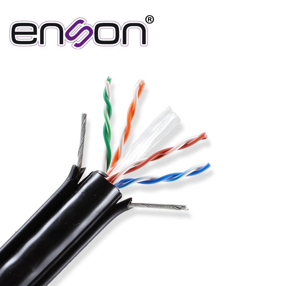 Enson, 43352B305, Cable UTP Cat6 para elevador serie Pro-II 23AWG Cobre, Bobina 305Mts, Forro Negro, dos cables de acero