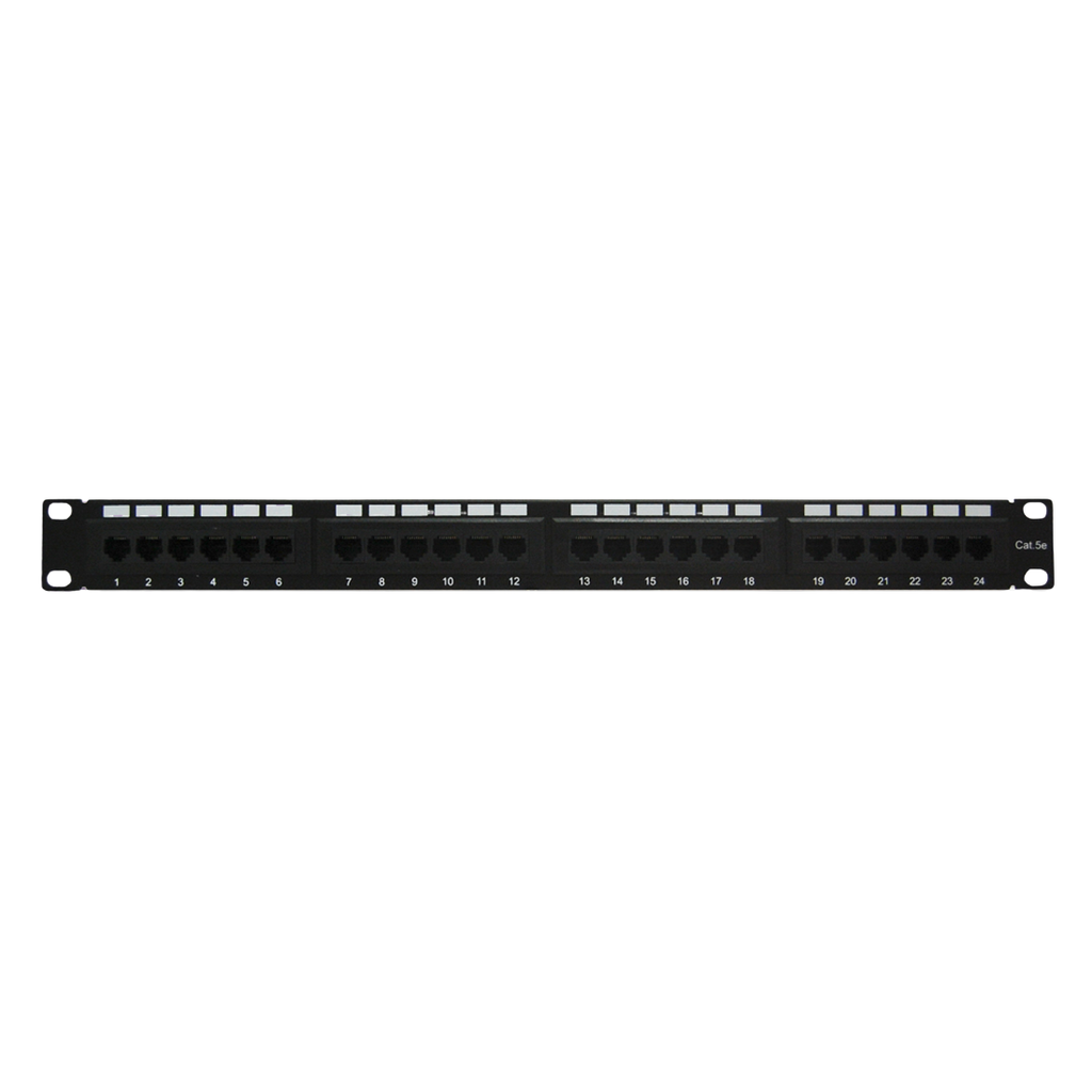 ENS-PA24P5E, Panel de parcheo 24 jacks Cat 5e, remate 110
