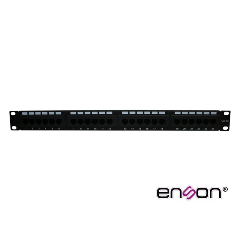 ENS-PA24P5E, Panel de parcheo remate 110 y 24 Jacks Cat 5e