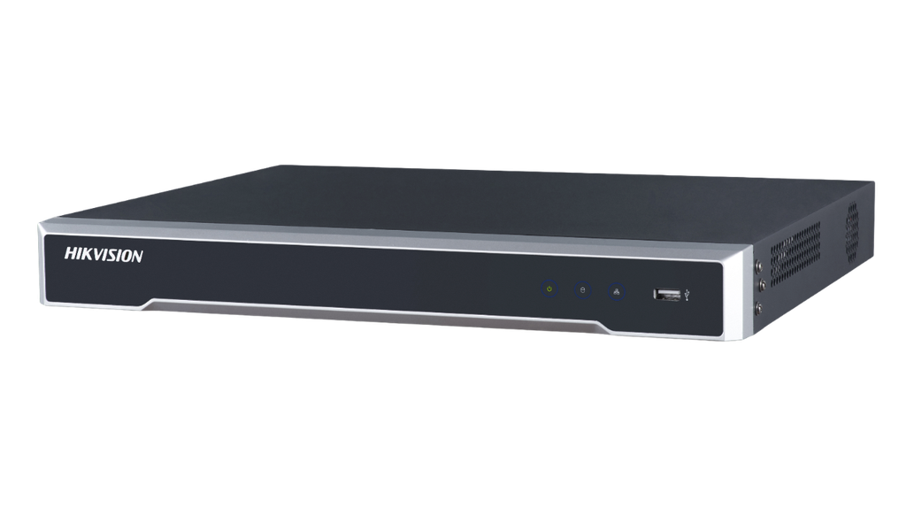 DS-7616NI-K2/16P, NVR 8 Megapíxel (4K) / 16 canales IP / 16 Puertos PoE+ / 2 Bahías de Disco Duro / Switch PoE 300 mts / HDMI en 4K
