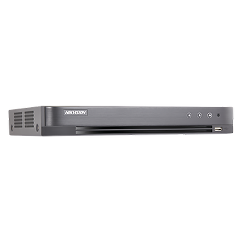 DS-7208HUHIK1(S), DVR 8 MP, 8 Canales 4K TURBOHD + 8 IPs, 1 Bahía de Disco Duro, 4 Canales Audio, coaxitron, analitica