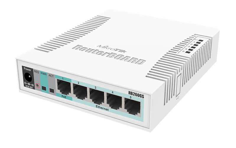 CSS106-5G-1S, RB260GS Sw 5 Eth Gb SFP 96K RAM