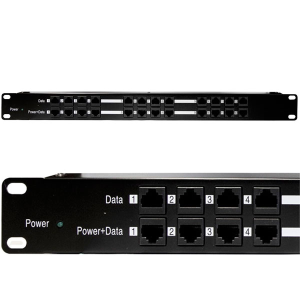 POE12PORT, Inyector PoE múltiple con 12 puertos 24V 120W, 4+5(+) y 7+8(-) para Rack de 19''.