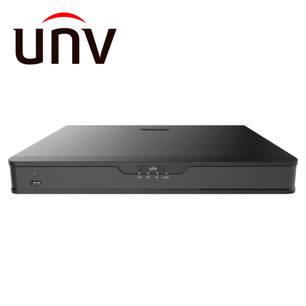 NVR302-08S2-P8, 8ch POE UNV capacidad 2 discos duros hasta 20tb total, 4 entradas de alarma y 1 salida de alarma, 1 salida HDMI 4k y 1 salida vga simultanea
