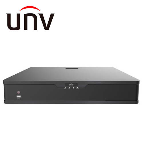 NVR304-32S-P16, NVR 8MP 32ch / 16 PoE UNV capacidad 4 discos duros hasta 40tb total 16 entradas de alarma, 1 salida HDMI 4K y 1 salida VGA simultaneas