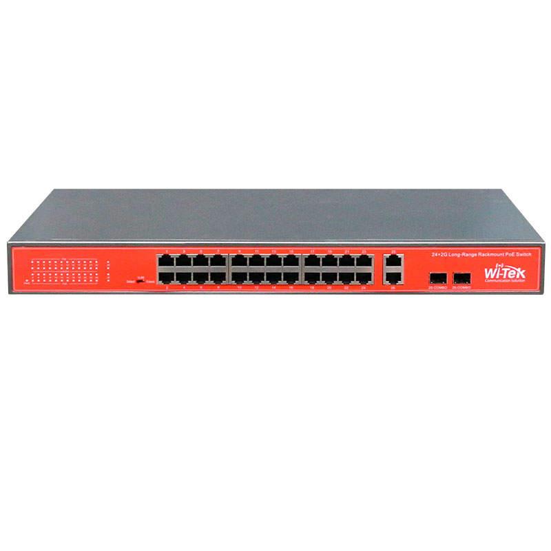 WI-PS526GV, Switch PoE 250m, 24 FEth PoE, 2 Combo uplink, 150w