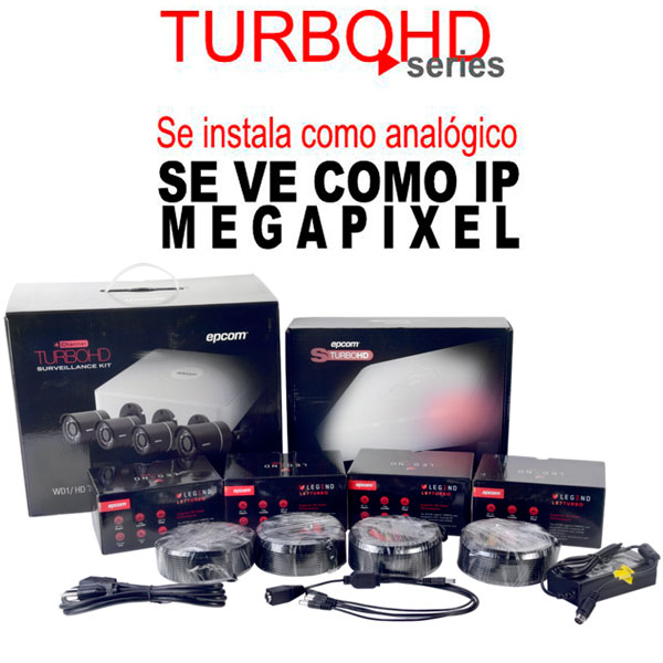 LB7TURBOKIT4, Kit CCTV TURBO 720p 4 cámaras LB7TURBO, DVR HD S04TURBO, 4 Cables BNC de 55 fts y fuente