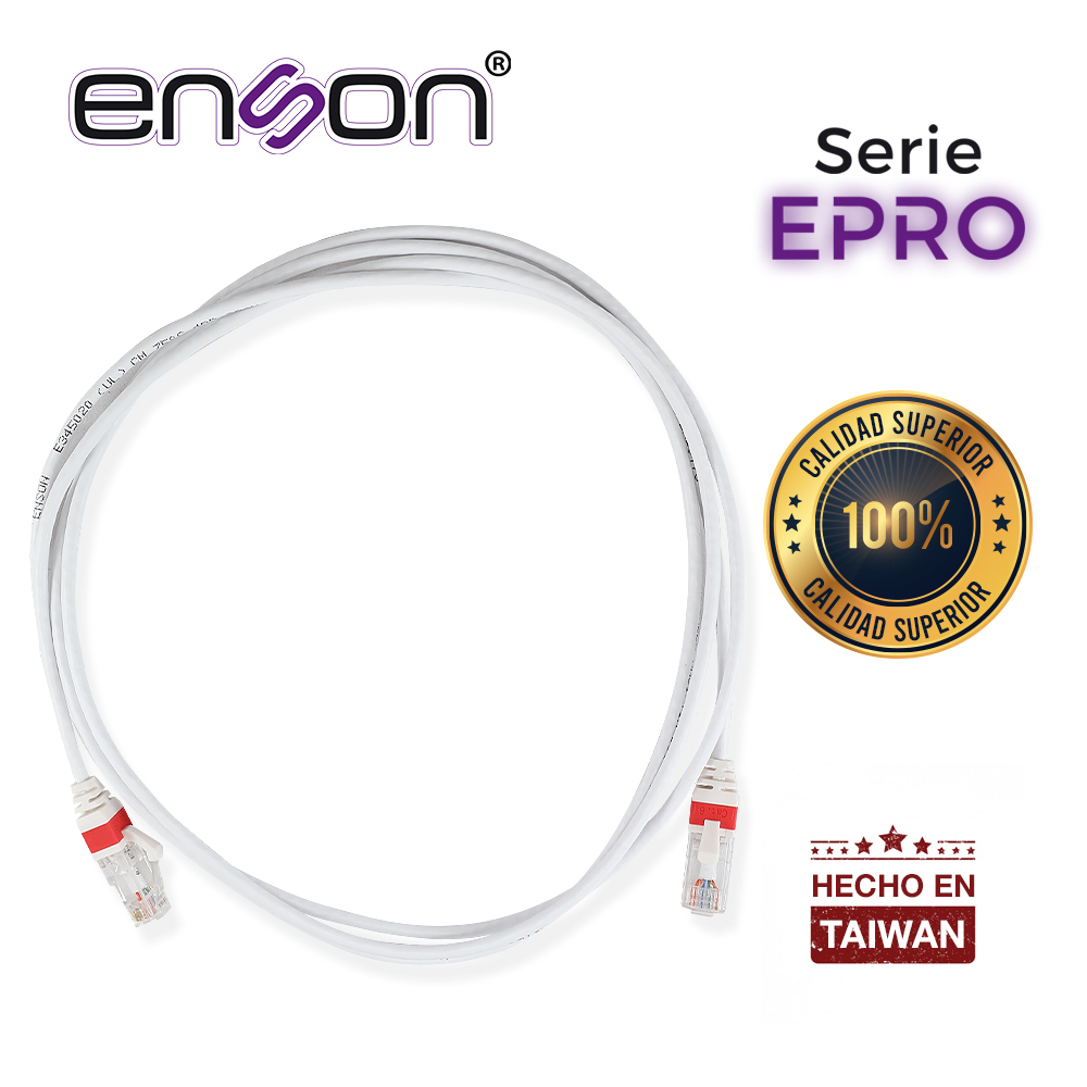 EPRO-6PC210-WH, Patch Cord RJ45 cable UTP Cat 6, ultradelgado, color blanco, longitud 210 cms