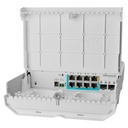 CSS610-1GI-7R-2S+OUT, NetPower Lite 7R, Switch Smart 7 puertos PoE Inverso Gigabit, 2 SFP+ 10G, para exterior, SwitchOS Lite