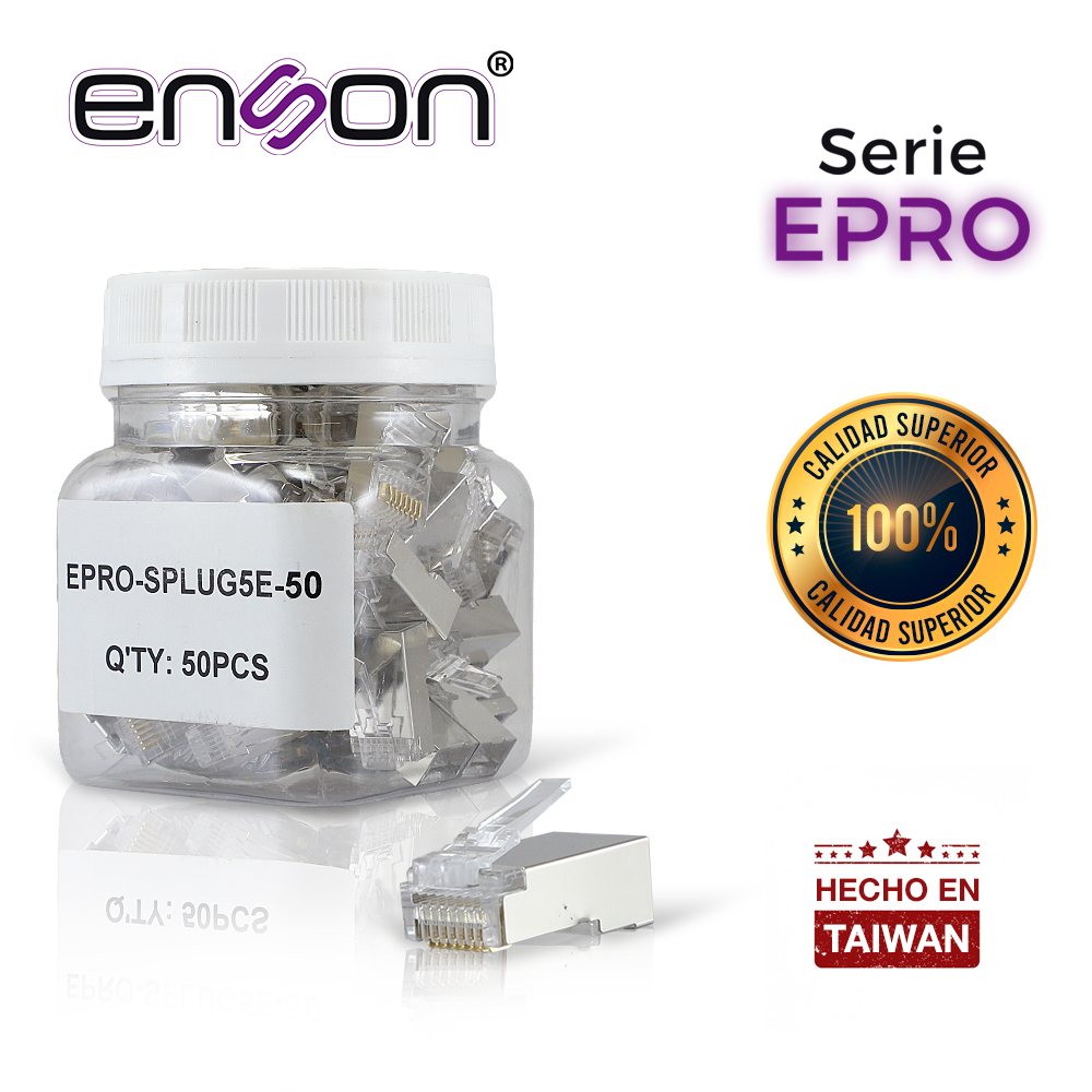 EPRO-SPLUG5E-50, PLUG FACIL PONCHADO BLINDADO ENSON EPRO-SPLUG5E-50 BOTE DE 50 PZS PARA CABLE UTP CAT5E