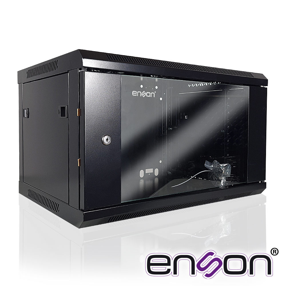 ENS-RKGB6UD, Gabinete de pared ENSON 6UR puerta frontal de cristal templado con cerradura