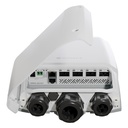 CRS504-4XQ-OUT, Switch exteriores CPU 650MHz, 128MB RAM, 1 Eth 10/100, 4 QSFP28 100G, CD jack y 802.3bt PoE-in, RouterOS