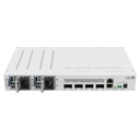 CRS504-4XQ-IN, Switch CPU 650MHz, 64MB RAM, 1 Eth 10/100, 4 QSFP28 100G, CA/CD y 802.3bt PoE-in, RouterOS