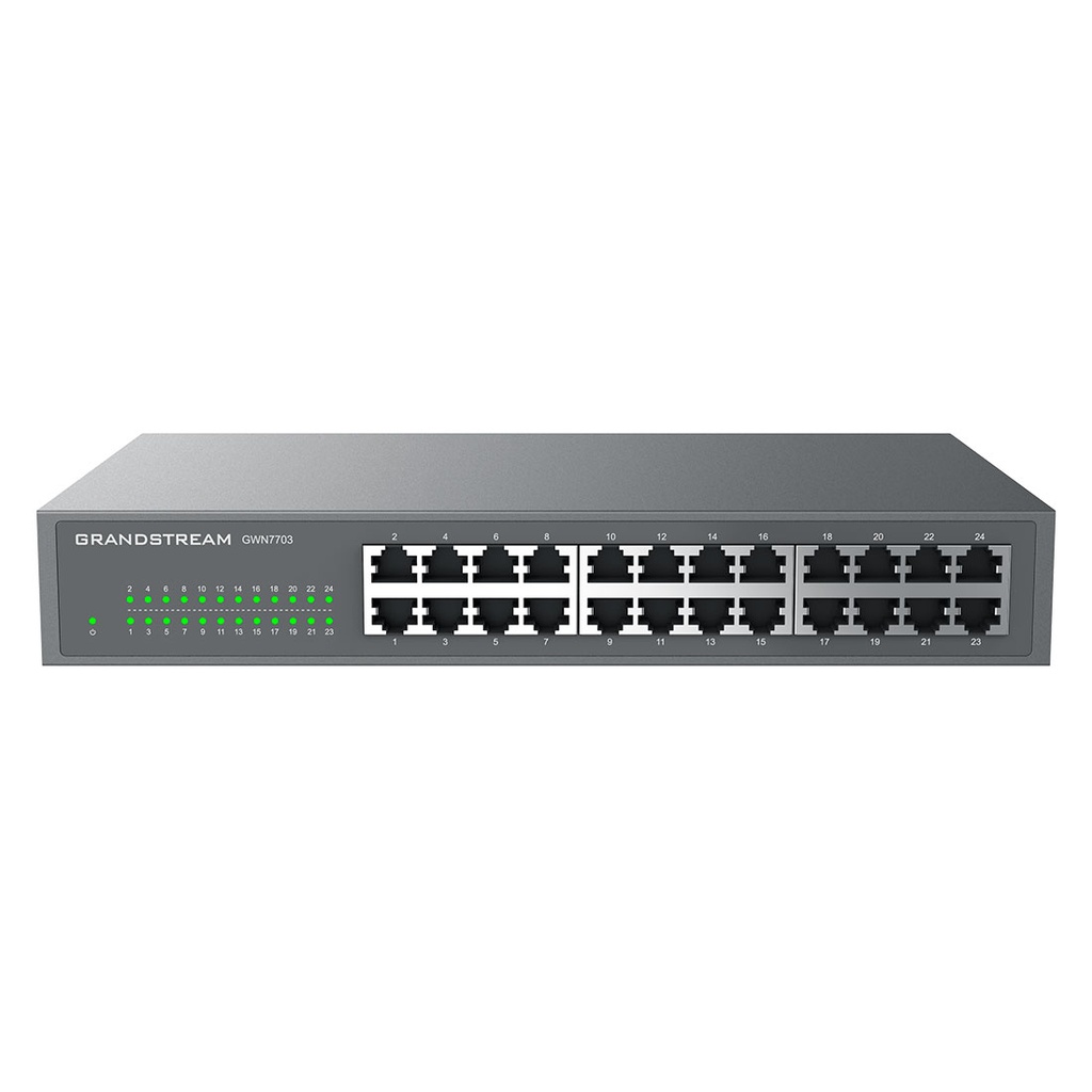 GWN7703, Switch No Administrable, 24 puertos Giga Ethernet, Gabinete metálico escritorio o rack