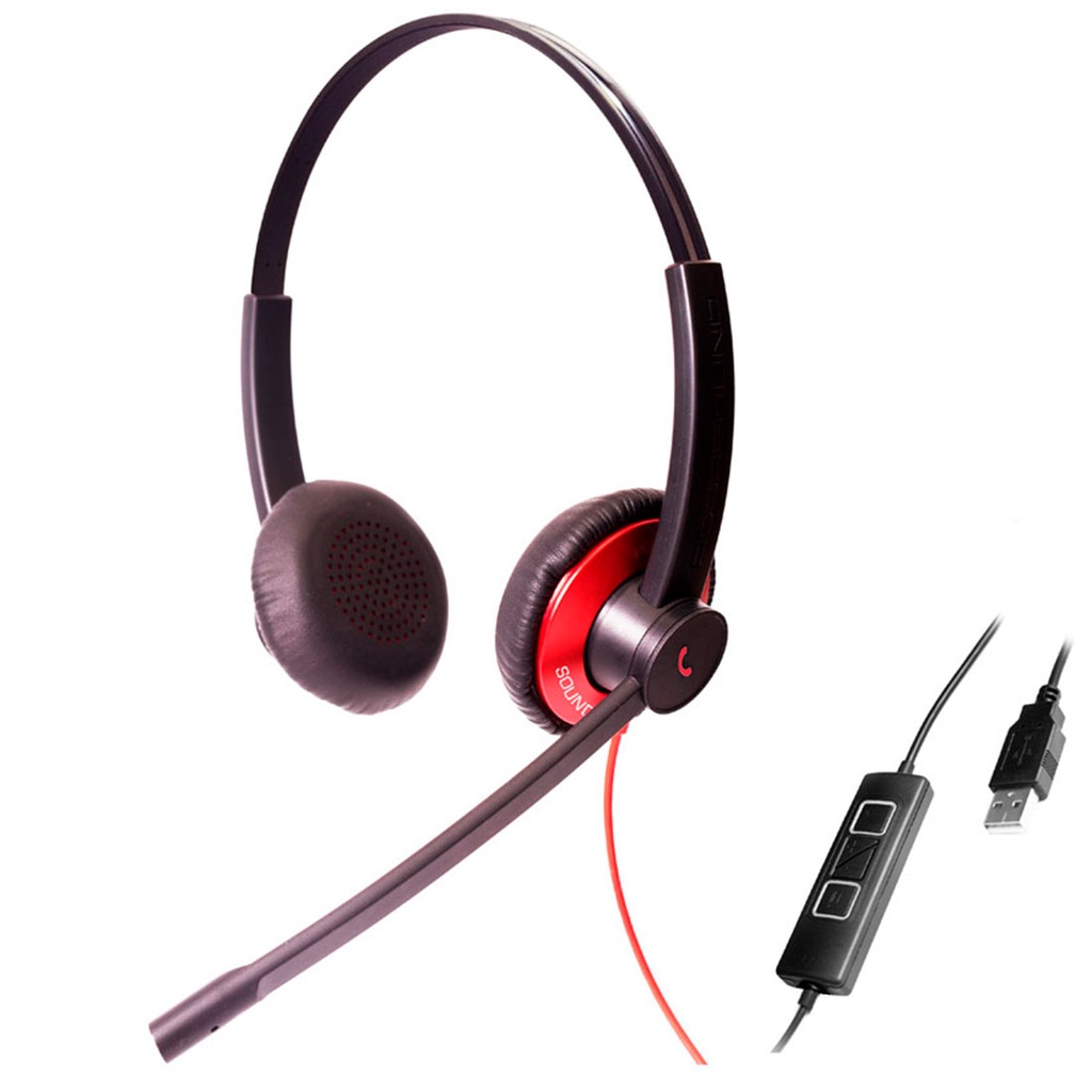 EPIC 512-RD, Diadema ambiente extremo y controles, doble mic, USB, rojo (Binaural)
