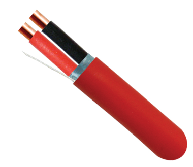 315-182/S/R/RD, Cable de alarma contra incendios, 18/2, sólido,  blindado ,  FPLR (elevador) , carrete de 1000 pies, rojo