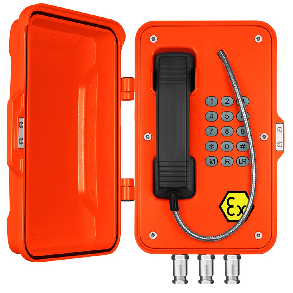 JREX101-FK-SIP, Teléfono IP/SIP a prueba de explosiones, Aluminio, 15 teclas, Tipo 3/IP67, 246x339x126mm