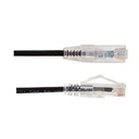 077-2010/05BK, Patch Cord Cat 6A color negro, 0.5 pies (15 cms), diámetro reducido, inyección de molde