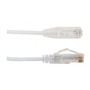 077-2017/05WH, Patch Cord Cat 6A color blanco, 0.5 pies (15 cms), diámetro reducido, inyección de molde