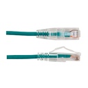 077-2012/05GR, Patch Cord Cat 6A color verde, 0.5 pies (15 cms), diámetro reducido, inyección de molde