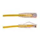 077-2036/2YL , Patch Cord Cat 6A color amarillo, 2 pies (60 cms), diámetro reducido, inyección de molde