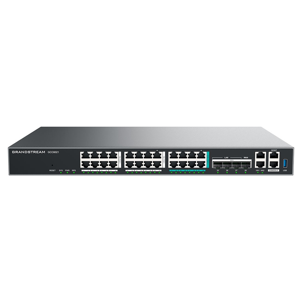 GCC6021, Dispositivo 4 en 1, Conmutador IP, Firewall, Ruteador VPN y Switch, 16xGEth, 8x2.5GEth, 8xPoE/bt, 16xPoE/at, 4xSFP+, 1 USB, 1xConsola, 2xHA, 1xMGMT