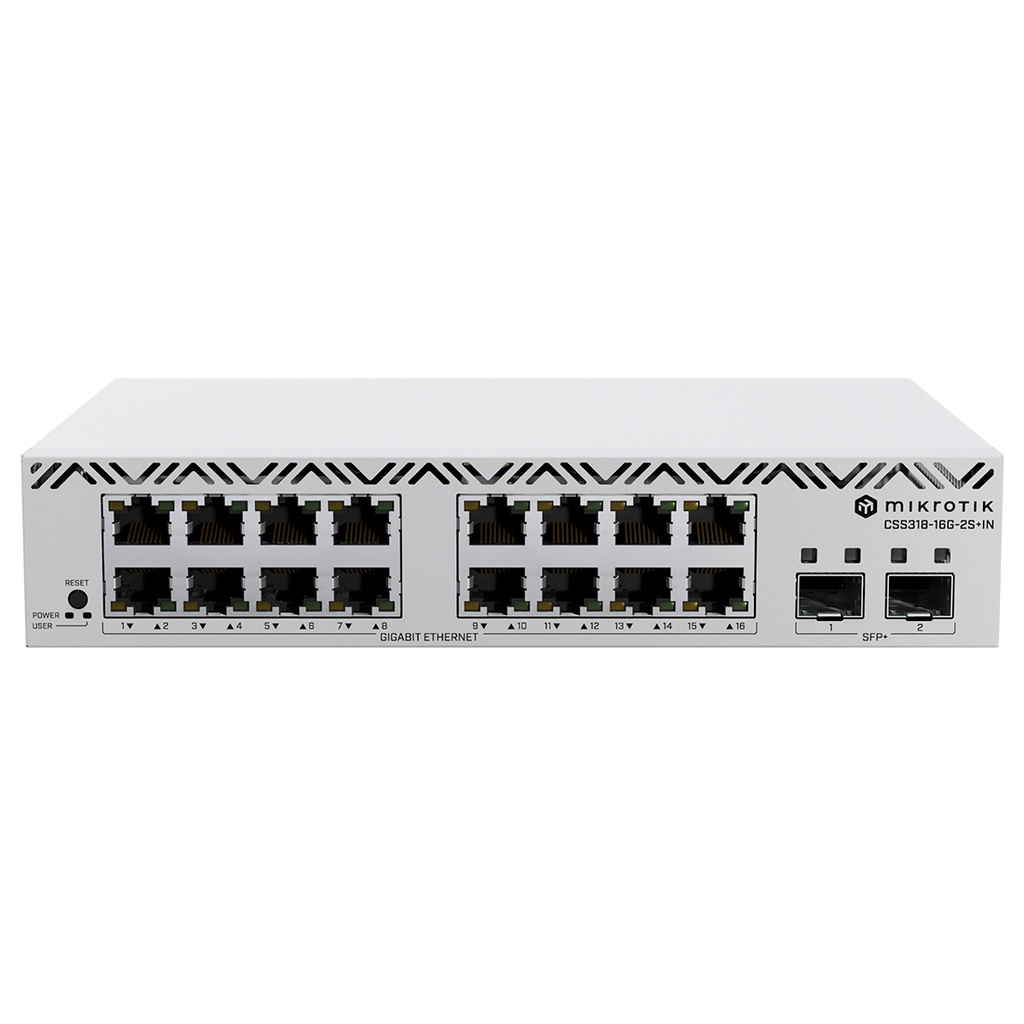 CSS318-16G-2S+IN,  Cloud Smart Switch CSS318-16G-2S+IN, 16x GEth, 2xSFP+, SwOS, para escritorio
