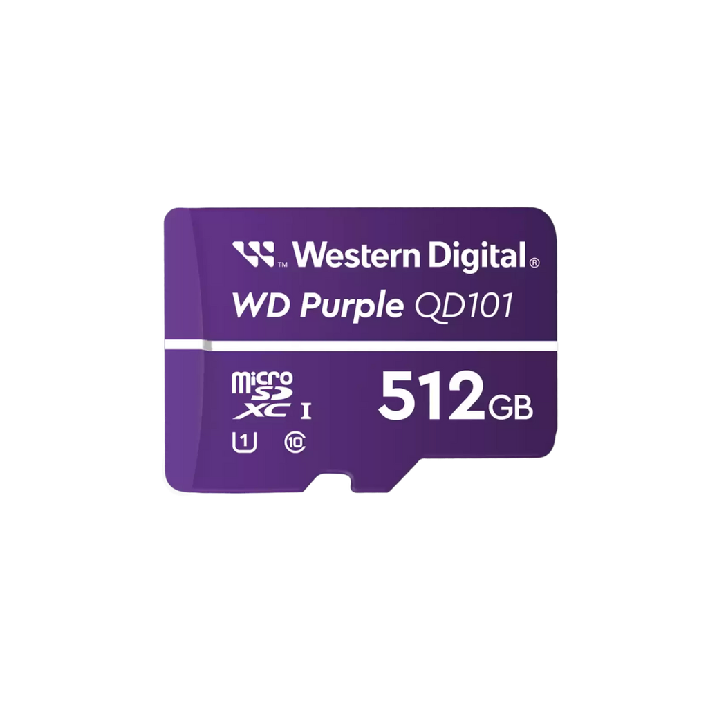 WDD512G1P0C, Tarjeta Memoria MicroSD XC 512GB, Serie Purple, para Videovigilancia 7x24. Ideal para IP-PBX, cámaras IP o DVR móviles