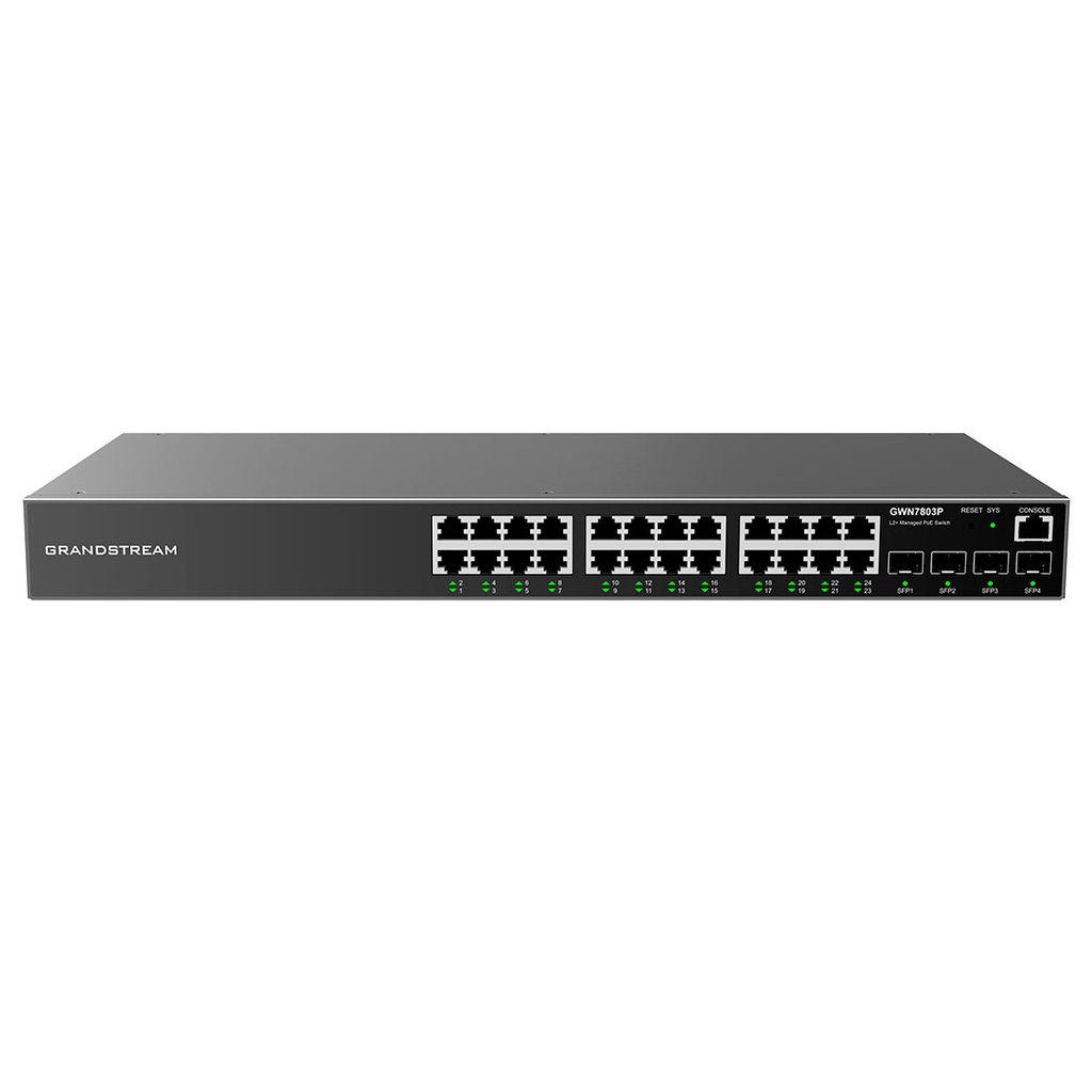 GWN7803 Pro, Switch Administrable capa 2++, 24 x GigaEth y 2 x 10Giga SFP+, no PoE