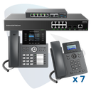 PAQ-GCC-8GRP, Conmutador convergente, 8 teléfonos IP y switch, incluye: GCC6010, 7 x GRP2601, GRP2634 y GWN7801