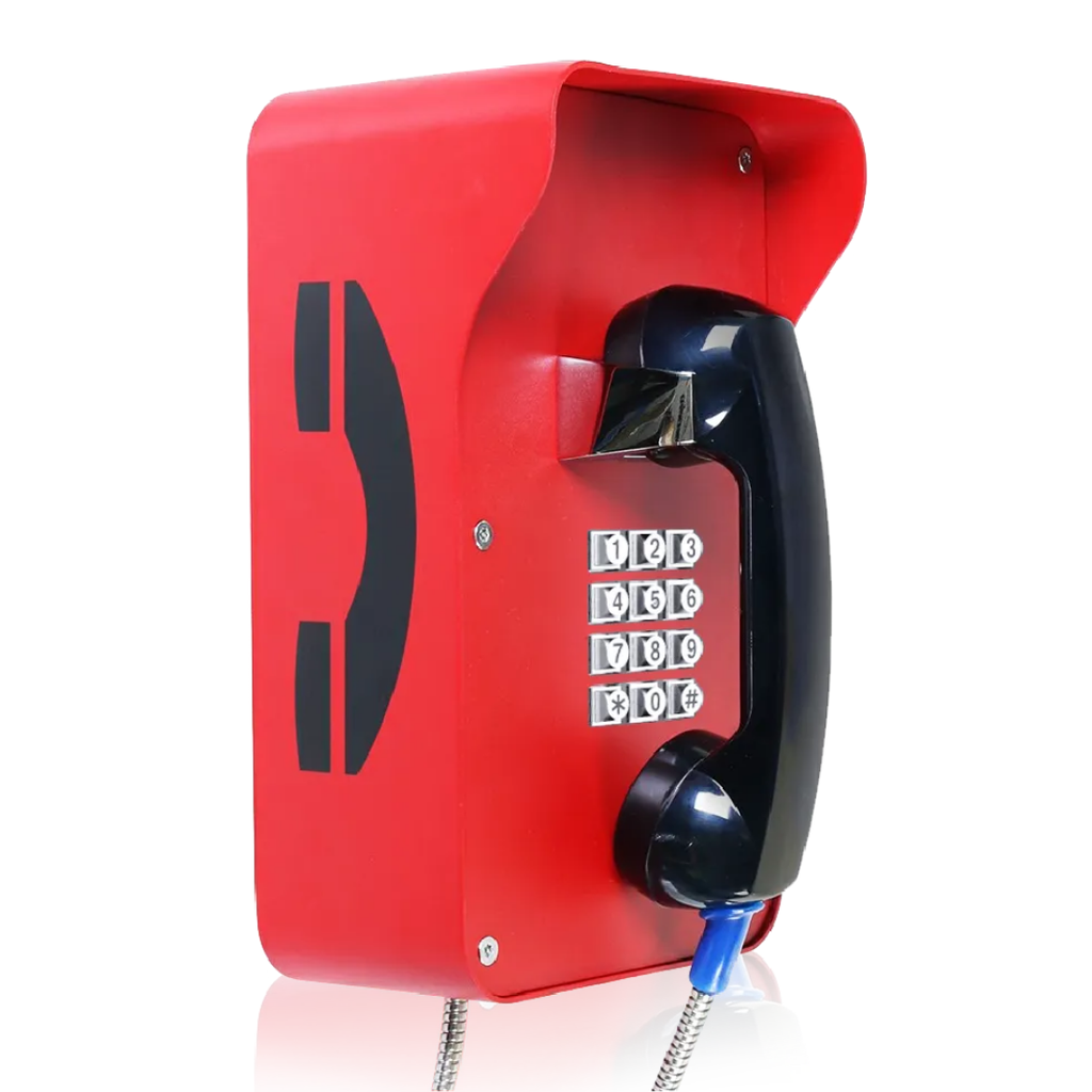 JR210-FK-SIP, Teléfono IP/SIP, teclado, antivandálico, acero laminado en frio, color rojo, IP65, 300x180x161mm